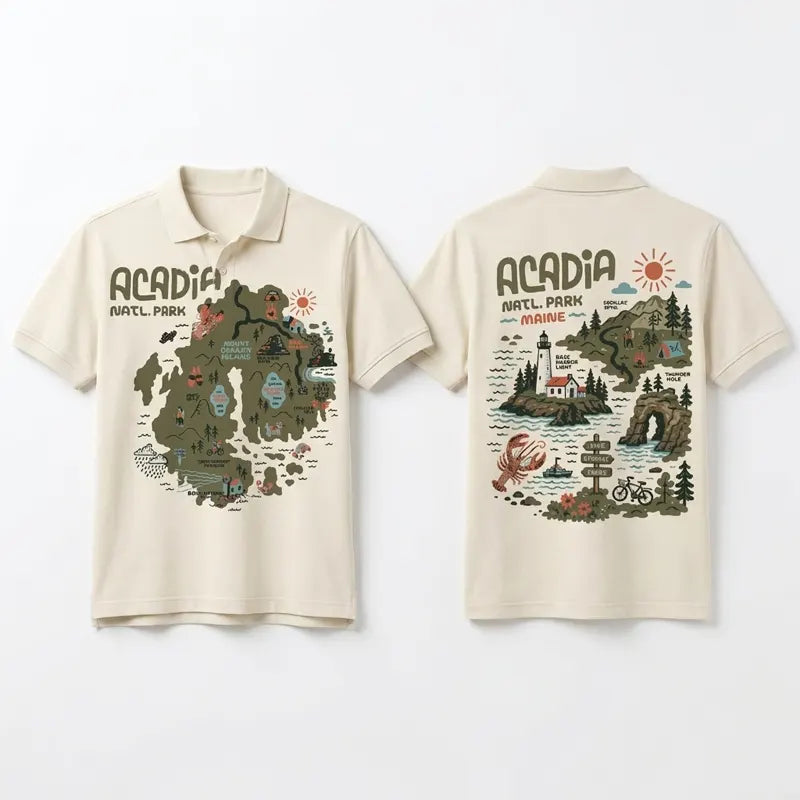 12 Acadia National Park T-Shirt Designs, From Map Art to Minimalist