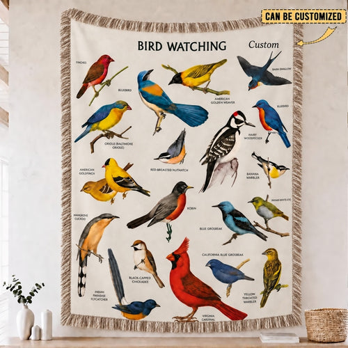 Bird Watching Bird Species Collection Tassels Blanket