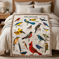 Bird Watching Bird Species Collection Tassels Blanket