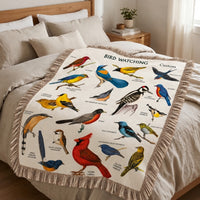 Bird Watching Bird Species Collection Tassels Blanket