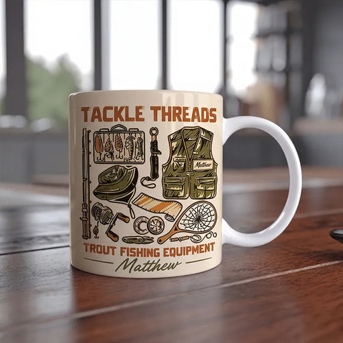 Personalized Tackle Threads Trout Fishing Equipment Ceramic Mug