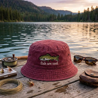 Fish Are Cool Fishing Embroidered Bucket Hat