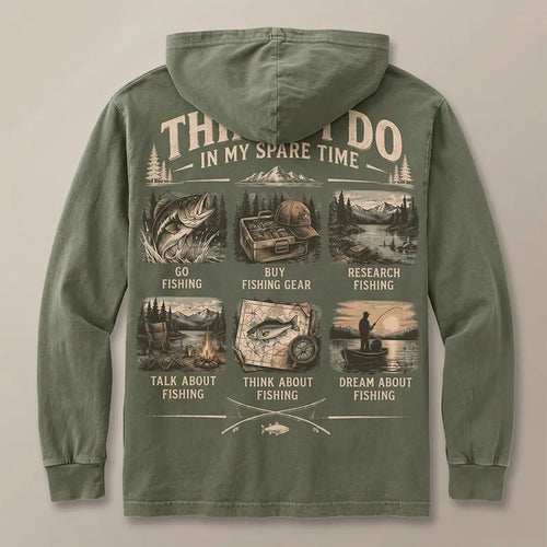 Things I Do in My Spare Time Fishing Hooded Long Sleeve Shirt