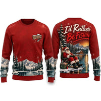 I'd Rather Be Fishing Santa Christmas Sweater