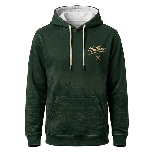 Personalized Off the Grid Fishing Topographic Map Hoodie