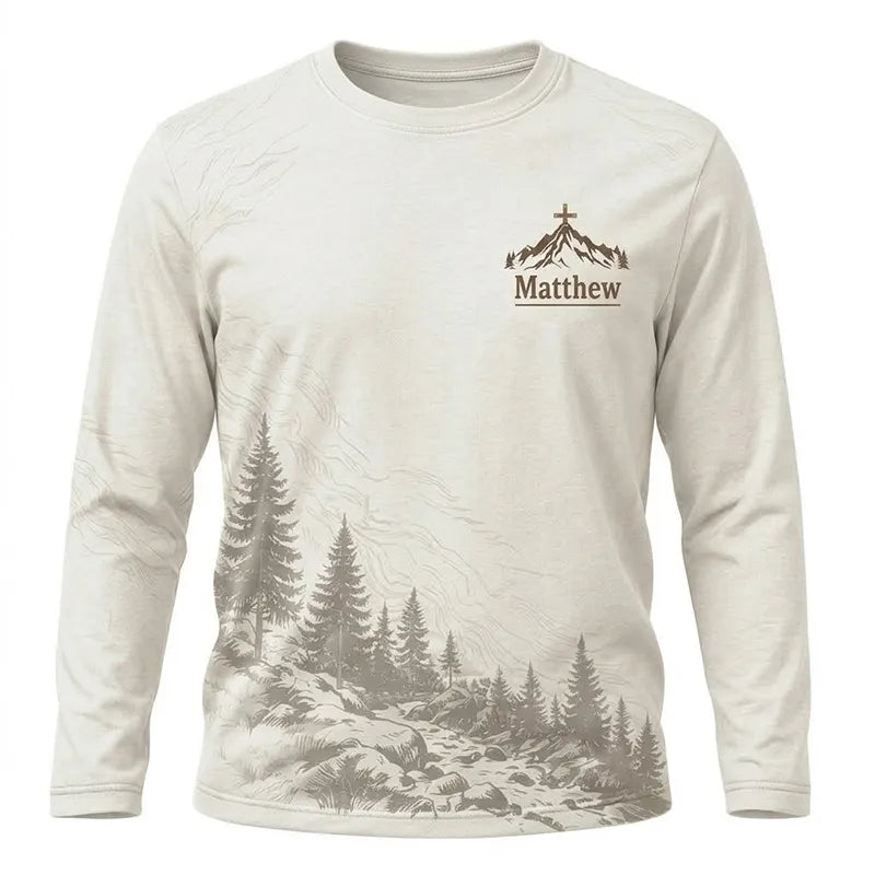 Faith Over Mountains Personalized Name Christian Long Sleeve Shirt