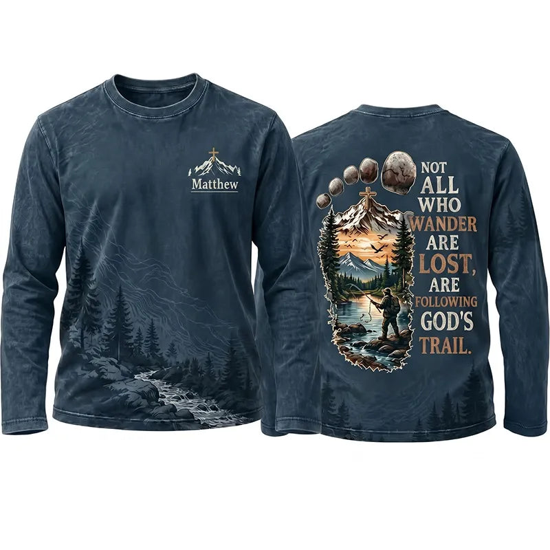 Faith Over Mountains Personalized Name Christian Long Sleeve Shirt