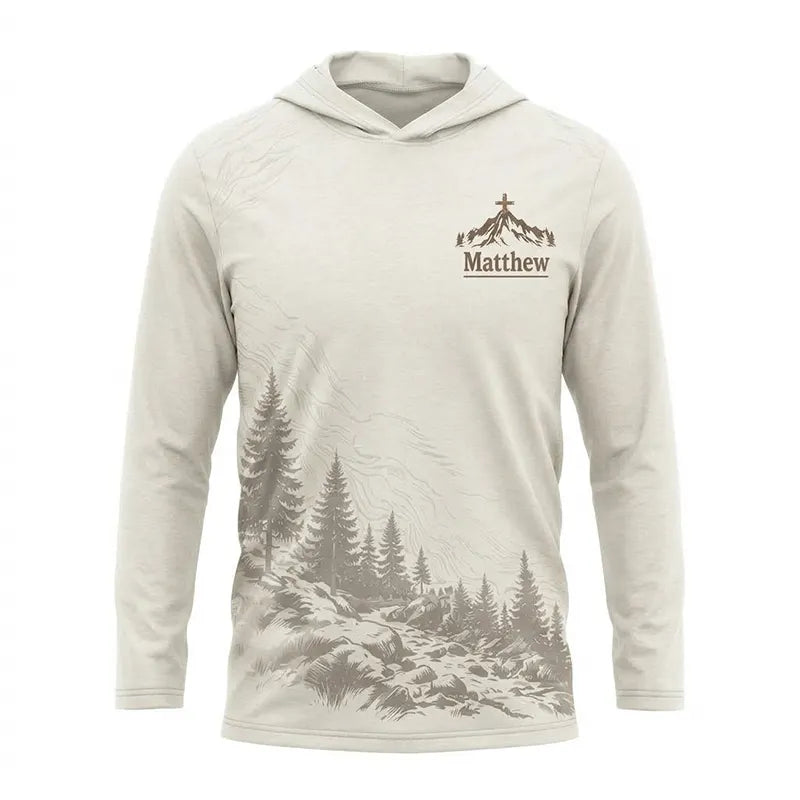 Faith Over Mountains Personalized Name Christian Hooded Long Sleeve Shirt