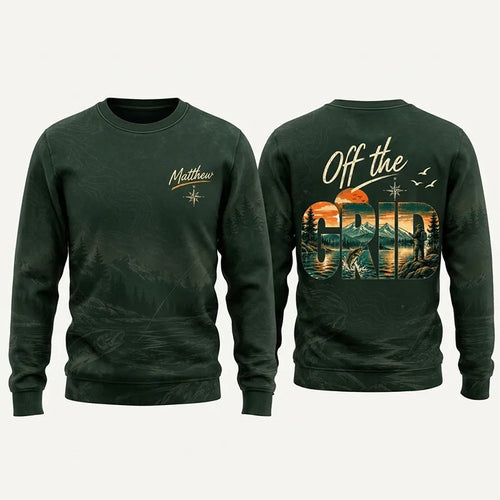 Personalized Off the Grid Fishing Topographic Map Sweater