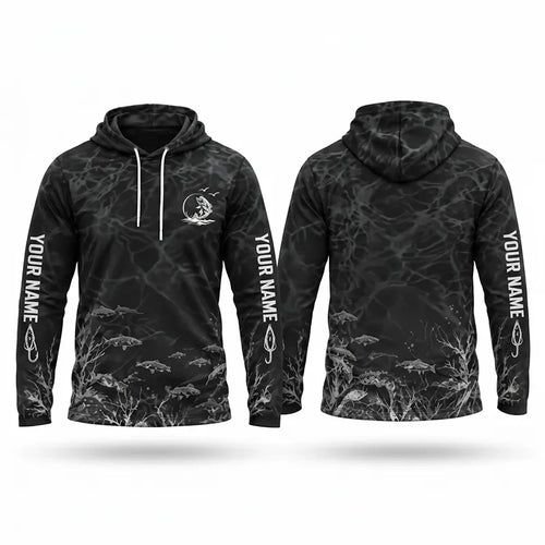 Personalized Underwater Fishing Water Ripple Hooded Long Sleeve Shirt