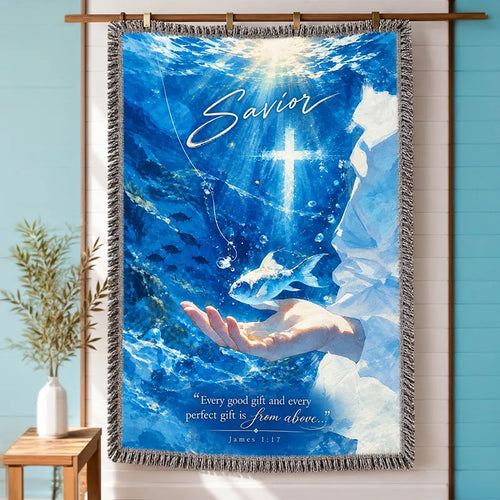Savior James 1:17 Christian Ocean Faith Tassels Blanket