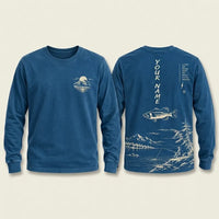 Personalized Vintage Bass Fishing Graphic Long Sleeve Shirt
