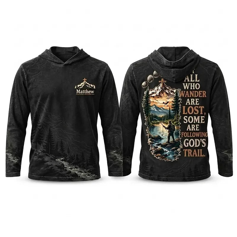 Faith Over Mountains Personalized Name Christian Hooded Long Sleeve Shirt