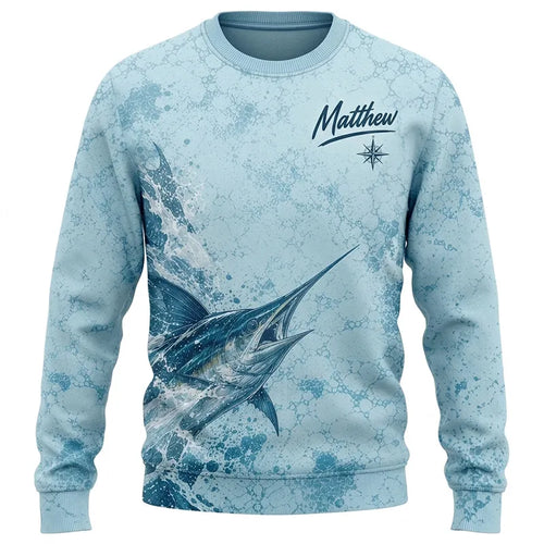 3D Fishing Deep Sea Marlin Ocean Design Sweater