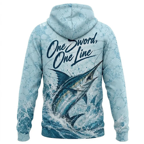 3D Fishing Deep Sea Marlin Ocean Design Hoodie