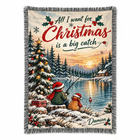 Personalized Christmas Fishing Big Catch Tassels Blanket