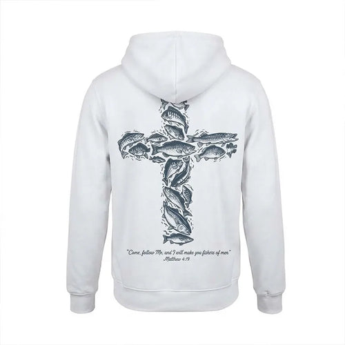 Personalized Matthew 4:19 Fishers of Men Christian Fishing Hoodie