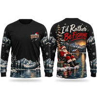 I'd Rather Be Fishing Santa Christmas Long Sleeve Shirt