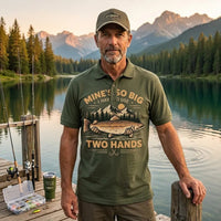 Mines So Big I Have To Use Two Hands Vintage Fishing Polo Shirt