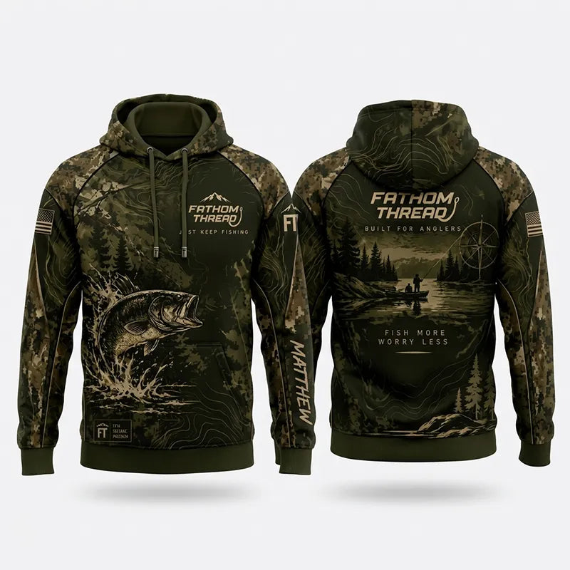Fathom Thread Fish More Worry Less Fishing Hoodie