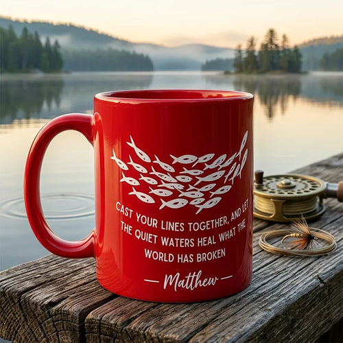Personalized Cast Your Lines Together Fishing Ceramic Mug