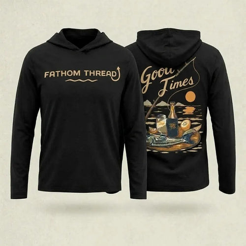 Fathom Threads Good Times Fishing Hooded Long Sleeve Shirt