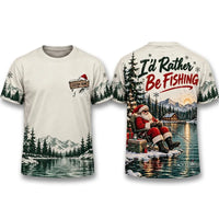 I'd Rather Be Fishing Santa Christmas T-Shirt