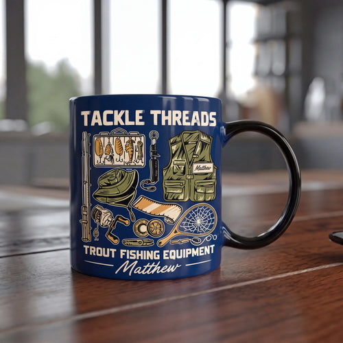 Personalized Tackle Threads Trout Fishing Equipment Ceramic Mug