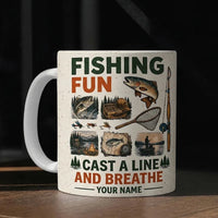 Personalized Fishing Fun Cast A Line And Breathe Ceramic Mug