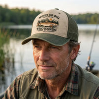 Mines So Big I Have To Use Two Hands Funny Fishing Trucker Hat