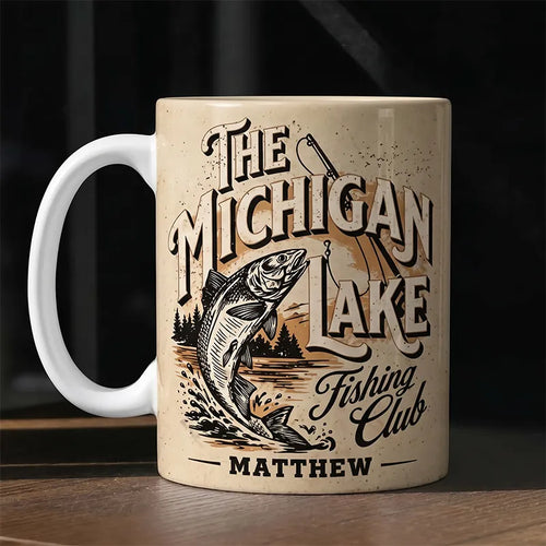 Personalized The Michigan Lake Fishing Club Ceramic Mug