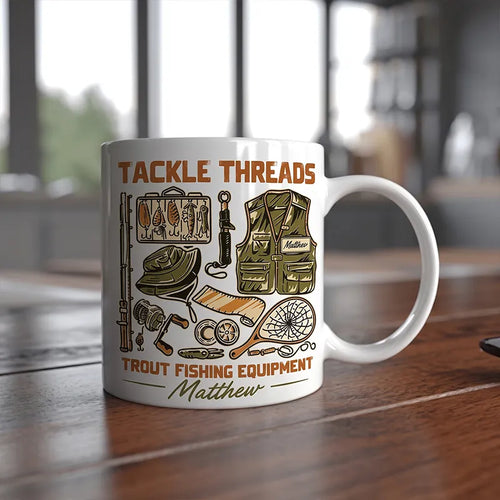 Personalized Tackle Threads Trout Fishing Equipment Ceramic Mug