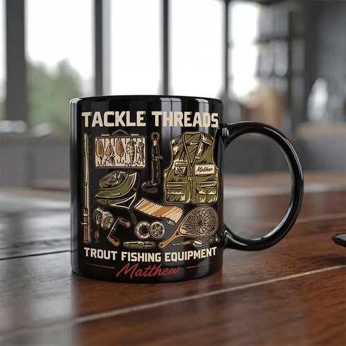 Personalized Tackle Threads Trout Fishing Equipment Ceramic Mug