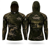 Fathom Thread Fish More Worry Less Fishing Hooded Long Sleeve Shirt
