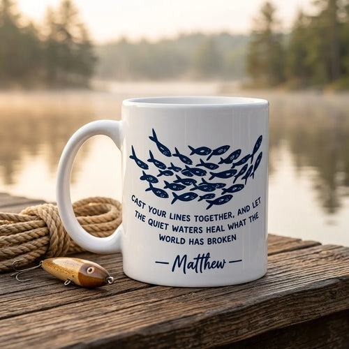 Personalized Cast Your Lines Together Fishing Ceramic Mug