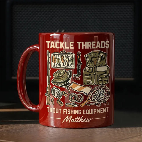 Personalized Tackle Threads Trout Fishing Equipment Ceramic Mug