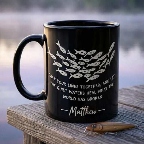 Personalized Cast Your Lines Together Fishing Ceramic Mug
