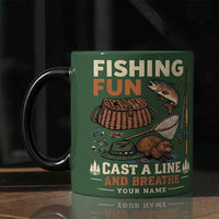 Personalized Fishing Fun Cast A Line And Breathe Ceramic Mug