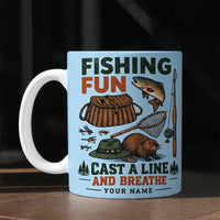 Personalized Fishing Fun Cast A Line And Breathe Ceramic Mug