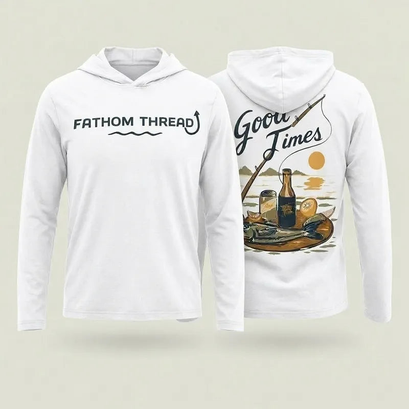 Fathom Threads Good Times Fishing Hooded Long Sleeve Shirt