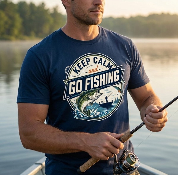 Keep Calm and Go Fishing Graphic Tee – Outdoor Adventure Shirt
