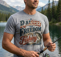 Raised on Freedom and Fishing Bass Fishing T-Shirt