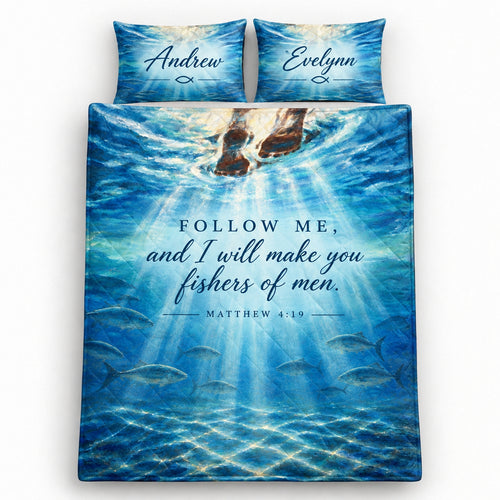 Personalized Fishers of Men Christian Fishing Quilt Bedding Set
