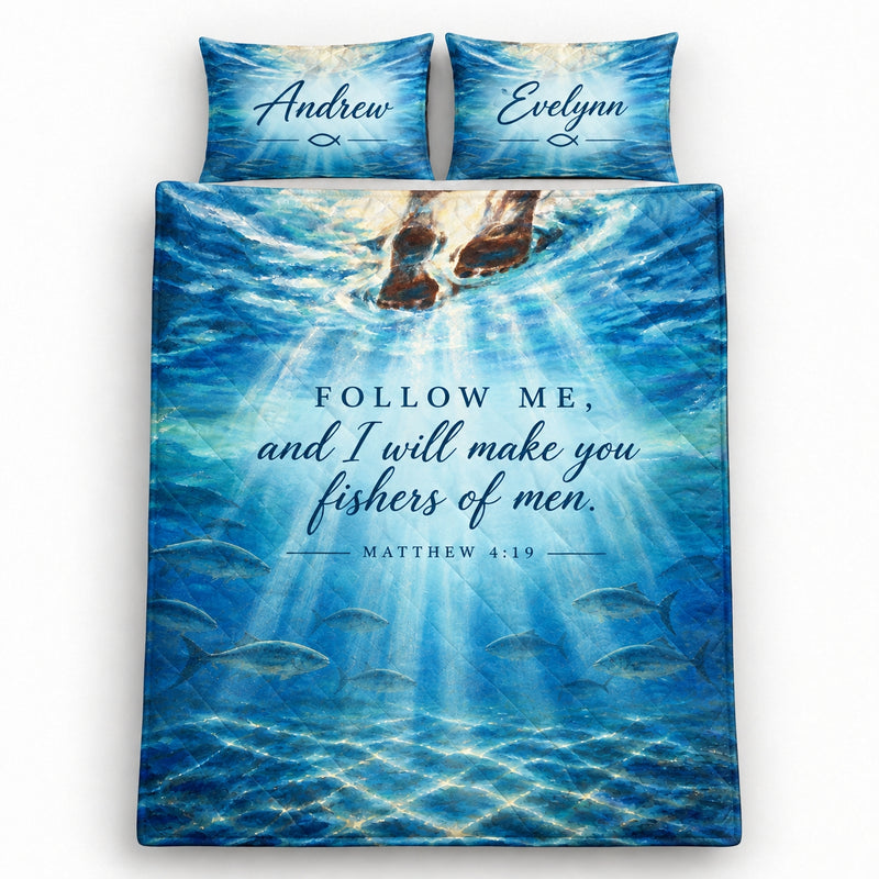 Personalized Fishers of Men Christian Fishing Quilt Bedding Set