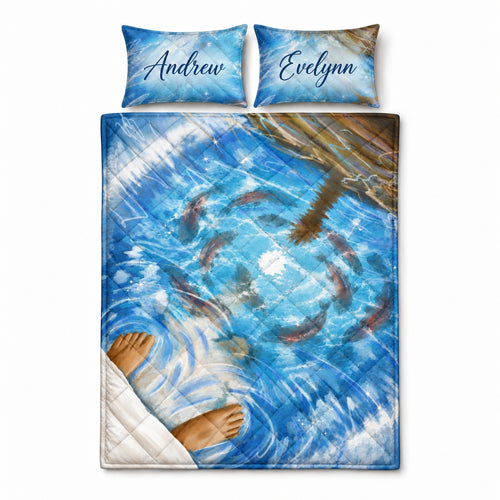 Personalized Fishers of Men Christian Fishing Quilt Bedding Set