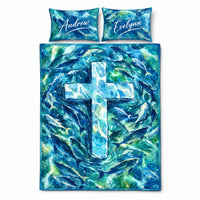 Personalized Matthew 6:26 Christian Birds Watercolor Quilt Bedding Set