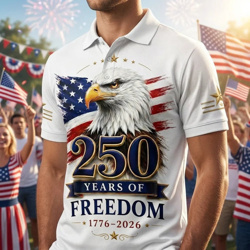 250 Years of Freedom American Eagle Polo Shirt