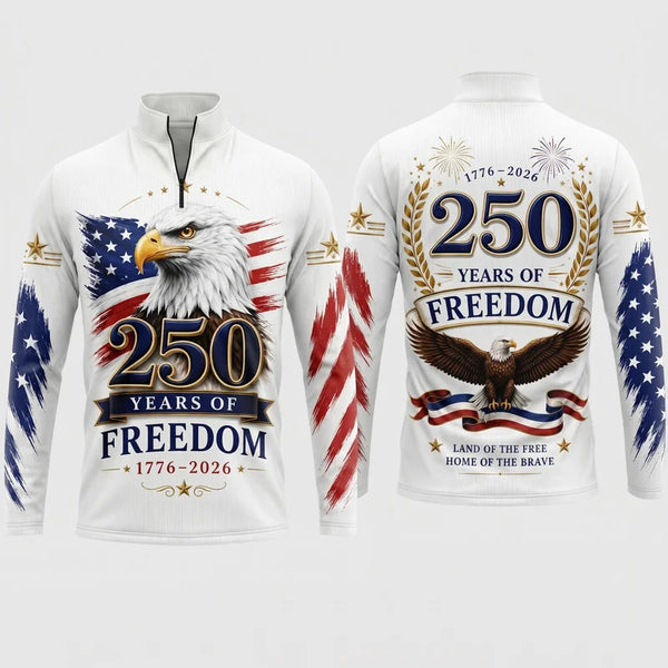 250 Years of Freedom American Eagle Zip Long Sleeve Shirt