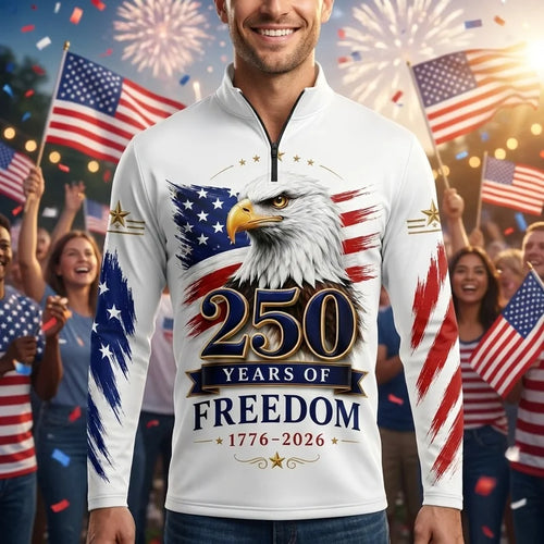 250 Years of Freedom American Eagle Zip Long Sleeve Shirt