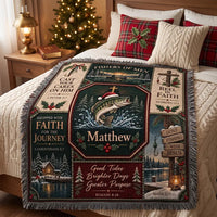 Gone Fishing with Jesus Personalized Christmas Fishing Tassels Blanket